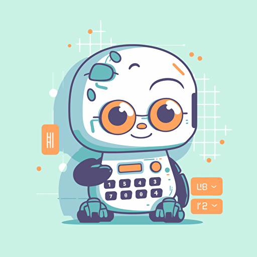 vector illustration chatbot and calculator, flat, #FBBC34, #3A2F4D