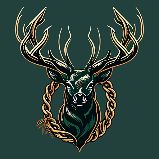 very simplified vector logo of a wide roped deer head