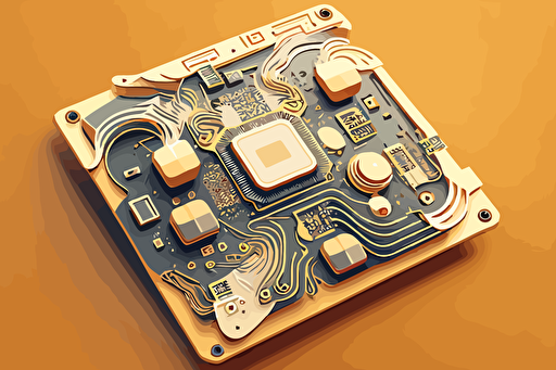 integrated circuit semiconductor, vector art, inspired by nevercrew, beautiful art uhd 4 k, trending on artstration, best of behance, looking friendly, positive empathic in energetic atmosphere