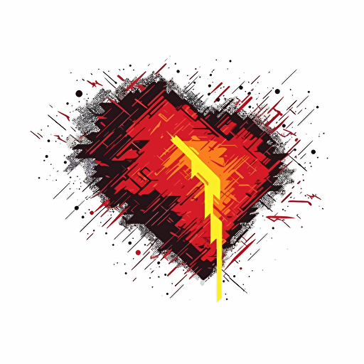 beating heart hit by a lightning logo white background vector pixelated art