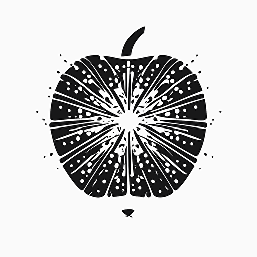 apple like a snowflake minimalistic logo , black and white, linear, vector