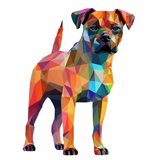 colorfull origami boxer dog, vector art, white background