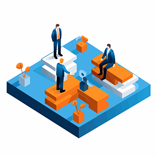 flat vector icon, educational opportunities, blue and orange and white and dark gray, isometric