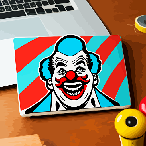 john wayne gacy, clown makeup, sticker, vector, vibrant colors