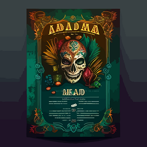 louisiana bar menu, voodoo, mardi gras, template, for print, artwork, vector