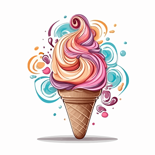 cartoon ice cream cone swirled, vector artwork, white background