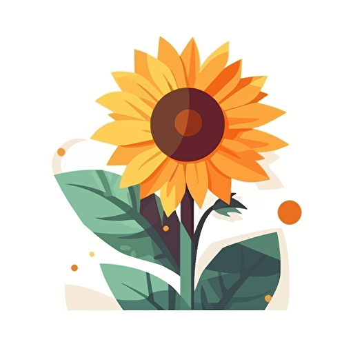 a simple vector like flat style sunflower on white background, modern look