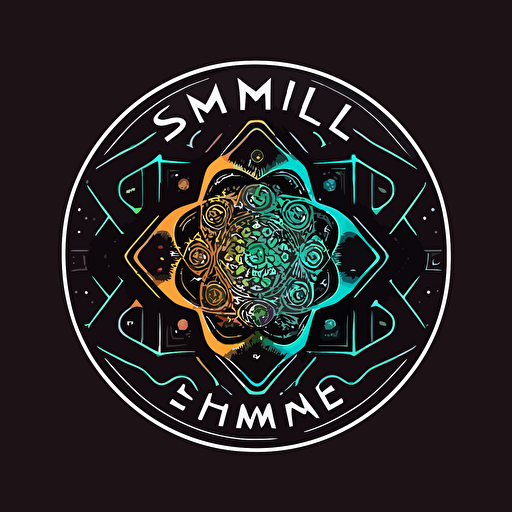 a logo for an art and science AI company, simple, vector, Psychedellic Art