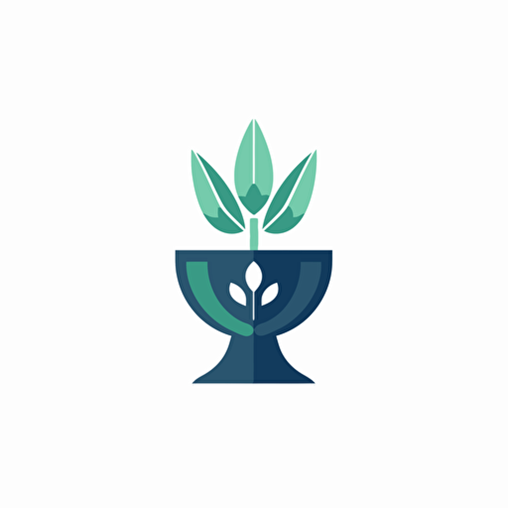 Logo, blue green, medicinal plants, traditional chinese medicine, abstract hands in the form of a chalice, single herbs, abstract, drop, icon, vector illustration, minimalist illustrator