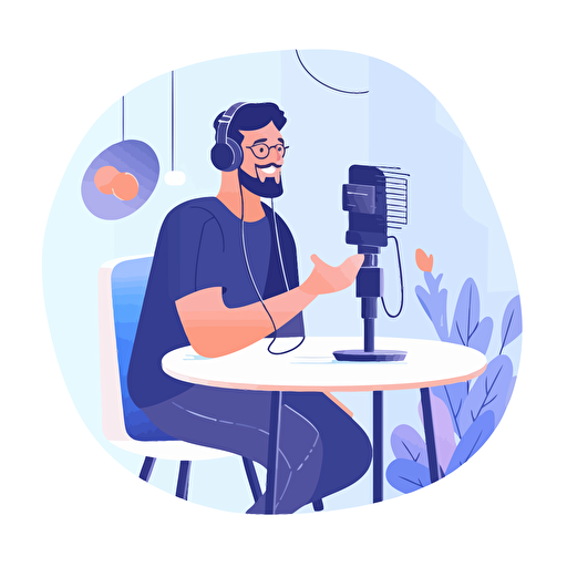 startup vector illustration of podcaster speaking into a microphone