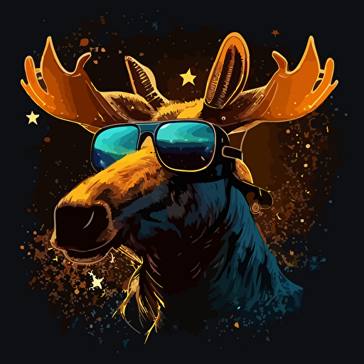space moose wearing sunglasses vector logo