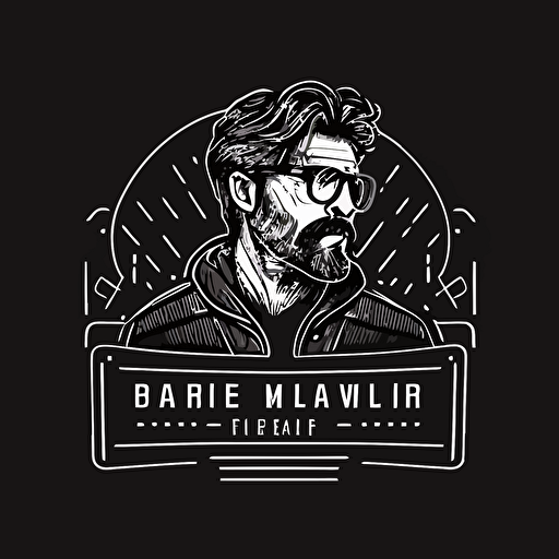 logo for filmmaker in black and white vector linework, simple and modern