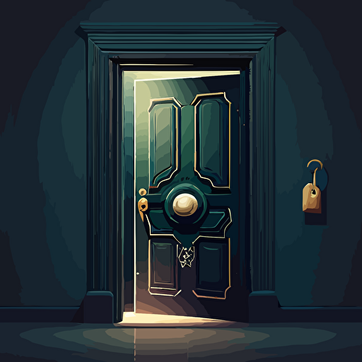 an illustration of a modern door with a keyhole. Vector. Moody. Clean