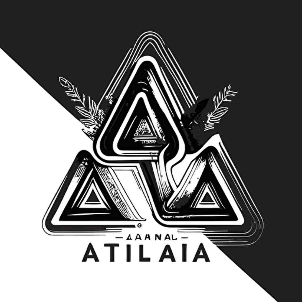 triple A logo in line, futurist, symetric, pencil sketch style vector black color