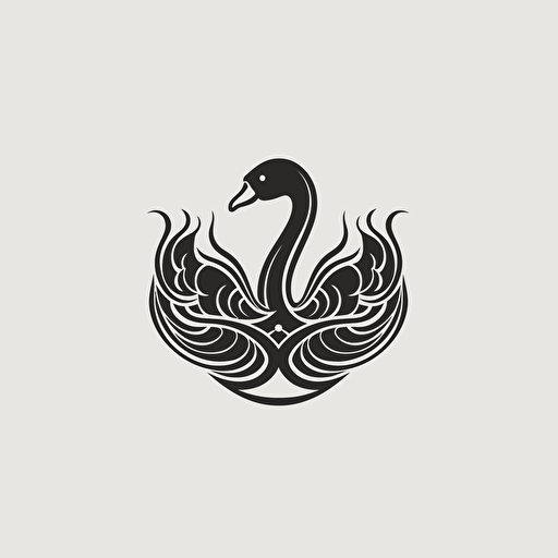 simple line tatoo, symbolic,vector , swan