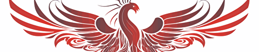 a modernist, minimalist phoenix insignia. art deco. 2d. vector. red on white background. white edges.
