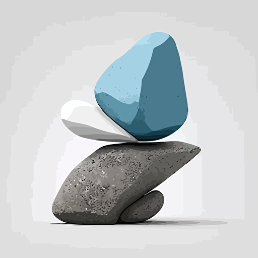 blue stone, vector illustration, white background, balanced asymmetry