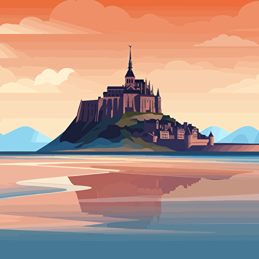 a disney style vector of Mont Saint Michel in France