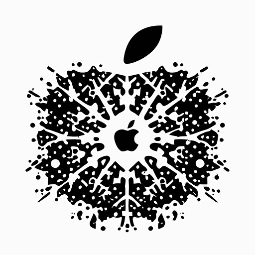 apple consist of a snowflake minimalistic logo , black and white, linear, vector
