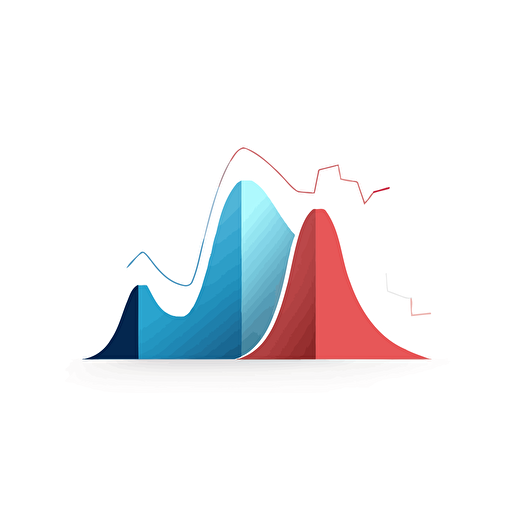 stacked line chart. logo, blue and red, white background, paperwhite, vector