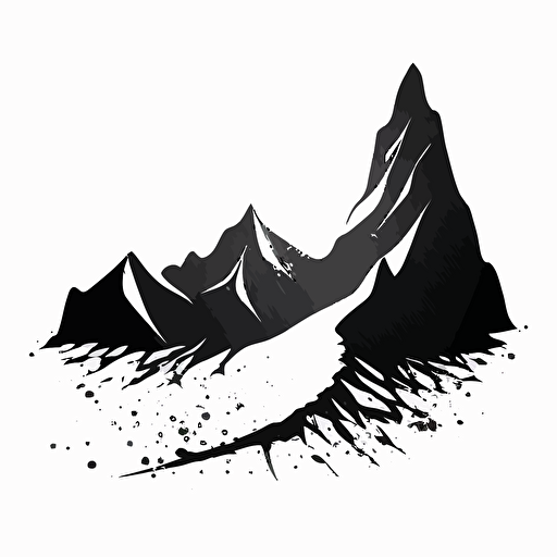 a simple logo of a mountain, with a trail, flat, vector, 2D, no color, anime, no text