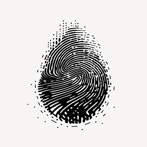 a futuristic simple iconic logo of a fingerprint made of circuitry, black vector on white background.