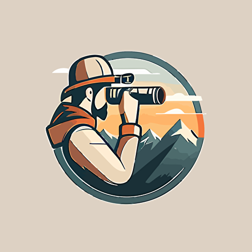 simple flat vector logo of a spyglass mixed with an explorer