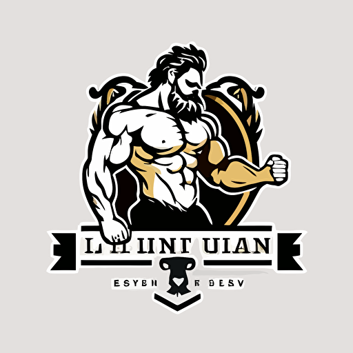 Minimalistic vector logo of royal man lion doing fitness