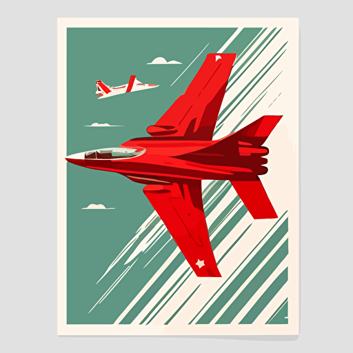 minimal vector soviet propoganda poster style of a F18 jet fighter