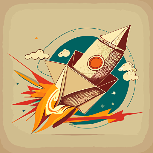 Rocket lunch with geometric line, vector