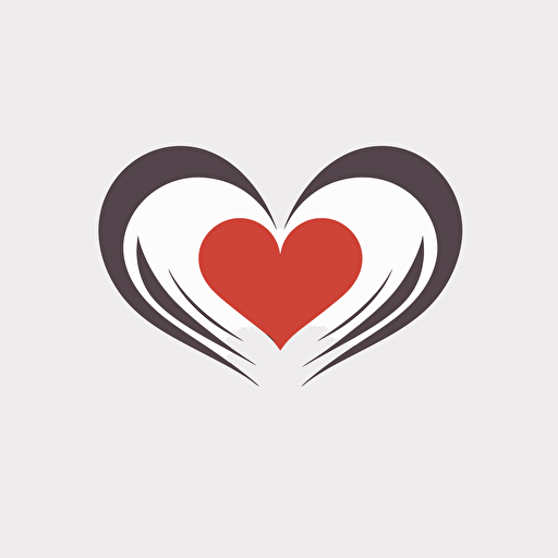 web logo of two wings that create a heart shape at the center, simple, vector, no shading detail, in the style of minimalism, symmetry, bauhaus