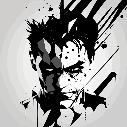 joker, comic schence, black and white, vector, minimal, generic