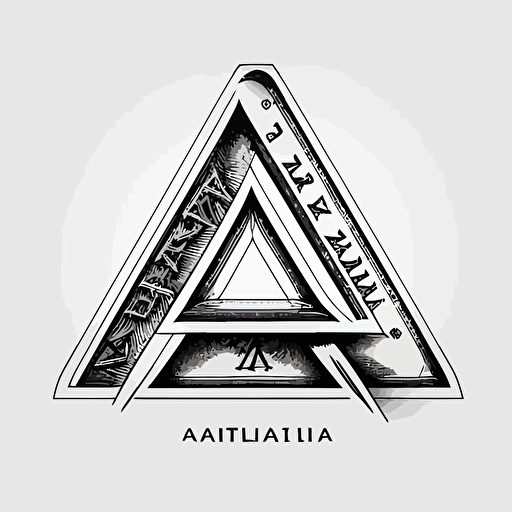 triple A logo in line, futurist, symetric, pencil sketch style vector black color