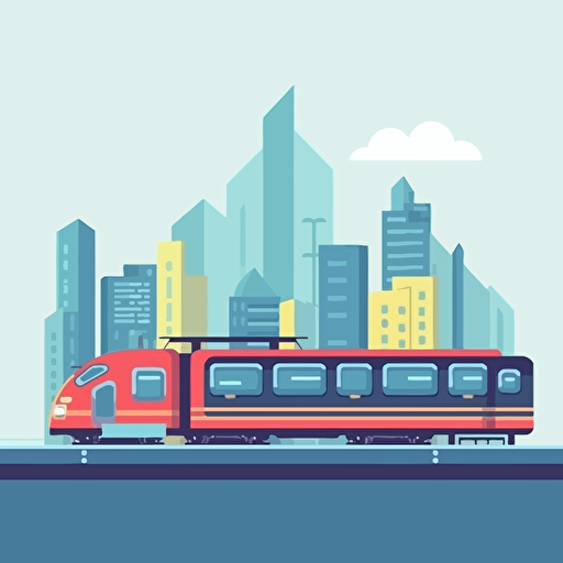 train in a city, simple 2d, vector