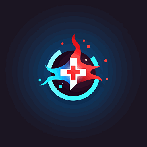create logo for emergency health care, minimalistic , with color blue light and red , vector