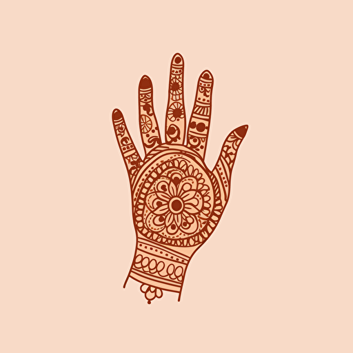 simple flat art vector hand with henna top view
