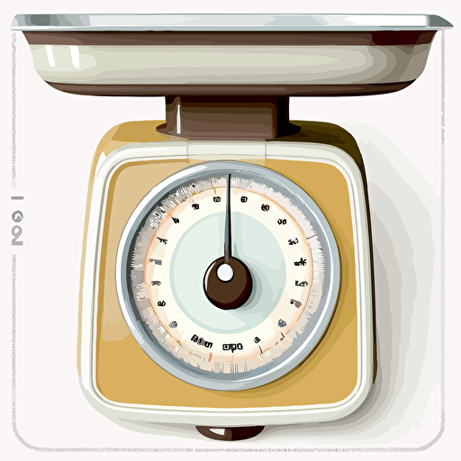 a kitchen scale viewed from the top on a white background in a vector art style