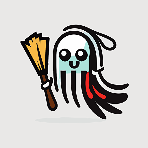 a mascot logo of a squid holding a feather quill, simple, vector