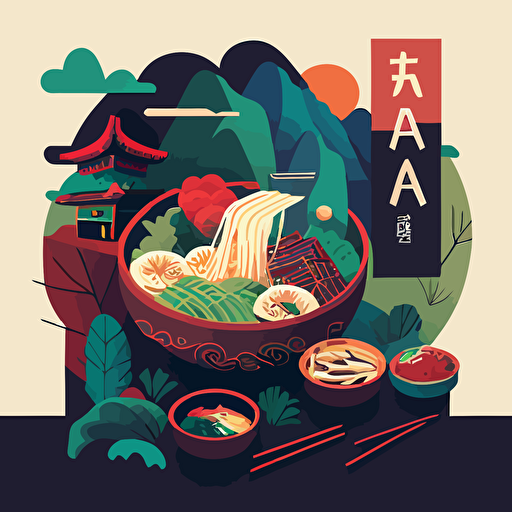 vector art, fun, colorful, taiwanese food