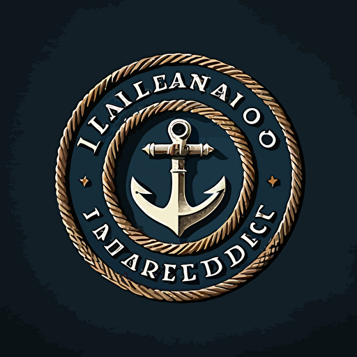 clean company logo for a recreational craft maintenance company called "Tenderland" featuring an anchor inside a circle of rope, simple, white and blue, vector emblem, minimalistic, low detail, smooth