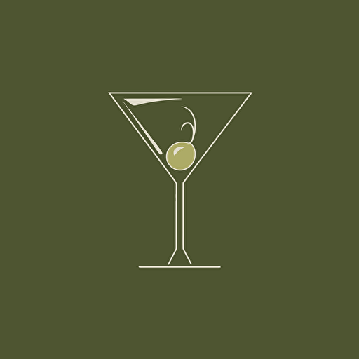 martini tipped, logo, elegant, modern, vector, solid background, olive and pick