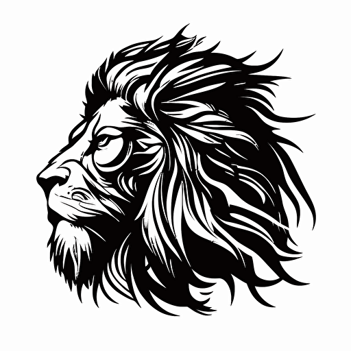 pop art iconic logo of lion, black vector, on white background