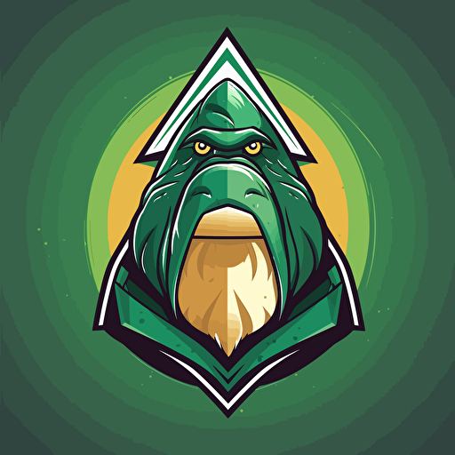 make a vector sport logo with a young walrus in a green triangle