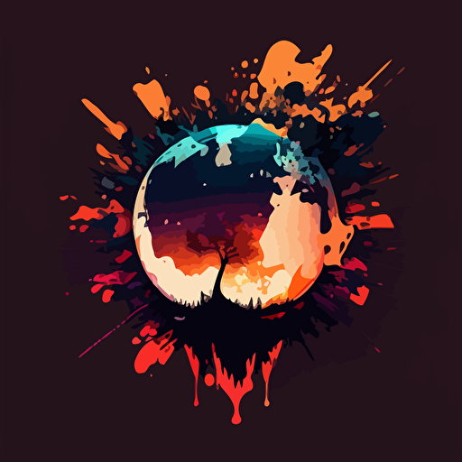 minimalism, vector art, end of earth, earth exploding