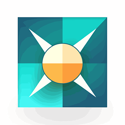 vector square logo, sun, sea, minimalistic, turquoise colors