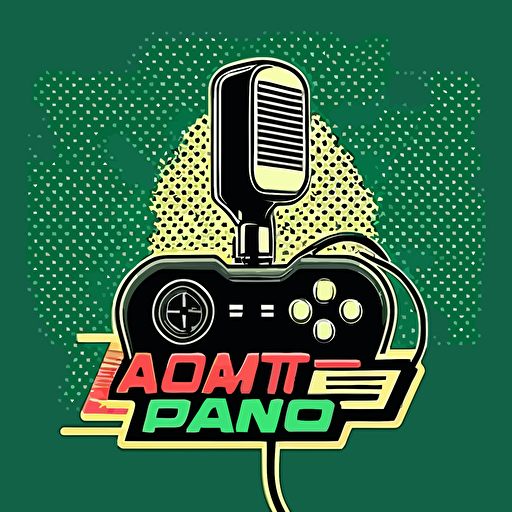 podcast logo, modern, vector, include microphone, and video game joystick