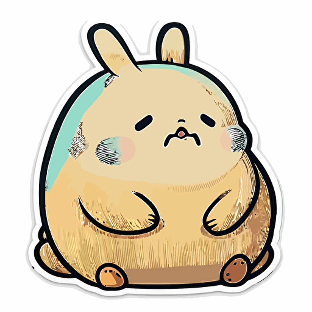 Big Chungus, Sticker, Hopeful, Tertiary Color, Kawaii, Contour, Vector, White Background, Detailed