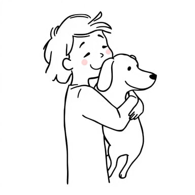 a person hugging a dog