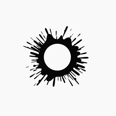 white rounded splash paint style logo, with transparent background, transparent center, flat, no details, vector