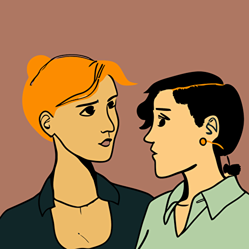 a funny, simple vector image representing lesbians